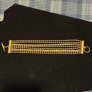 Gold bead and stone bracelet